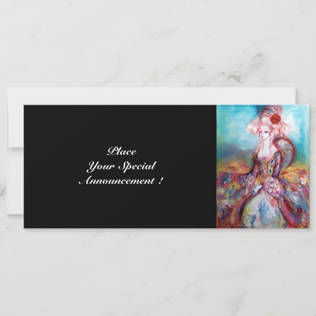 Invitation MADAME POMPADOUR , Costume de fête élégant et doré (Devant)