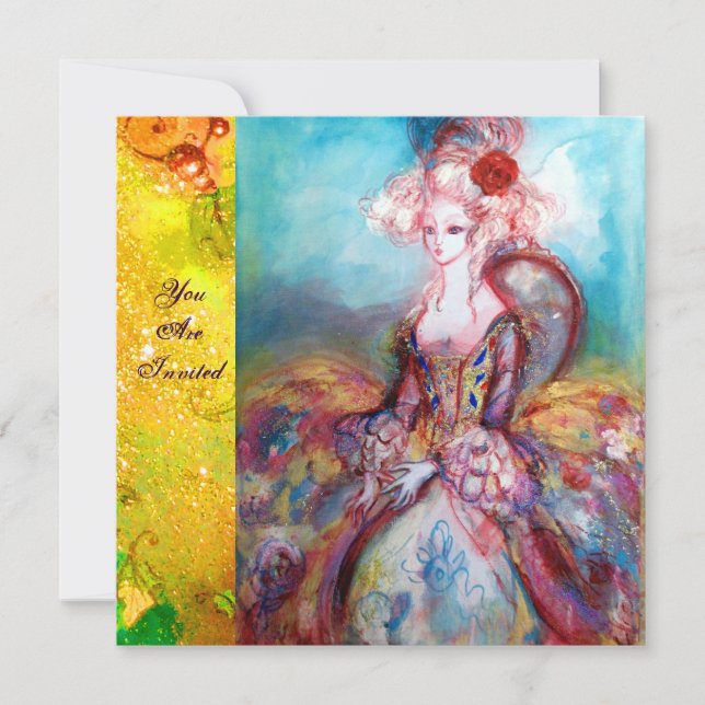 Invitation MADAME POMPADOUR , Fête Costumée de Luxe en Or (Devant)