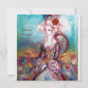 Invitation MADAME POMPADOUR , Fête de costume doré chic