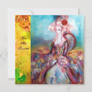 Invitation MADAME POMPADOUR , Fête de costume doré chic