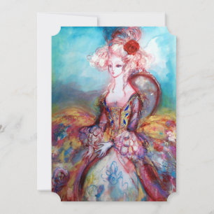 Invitation MADAME POMPADOUR Paillettes Rose Or Fête Costume