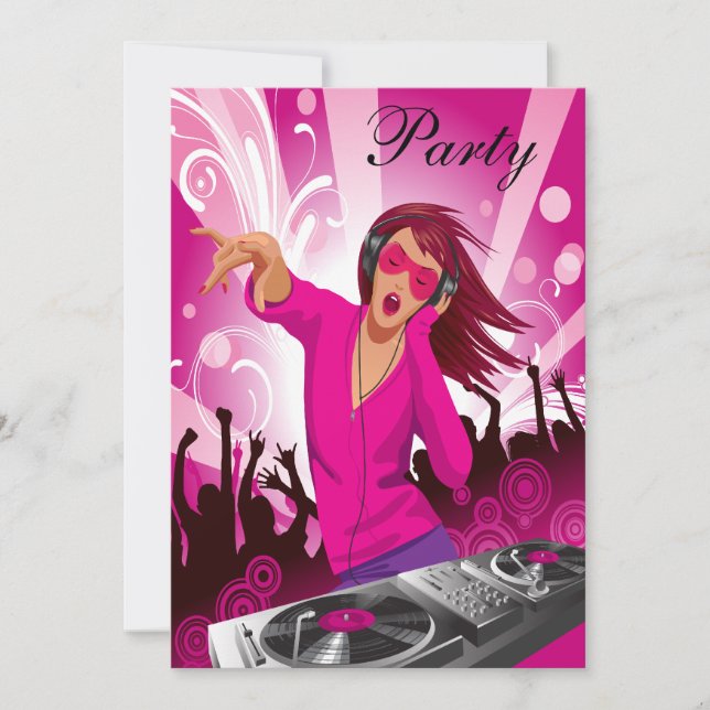 Invitation Madame rose fabuleuse DJ Party (Devant)