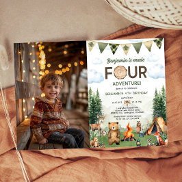 Invitation Made Four Adventure Camping 4th Birthday Photo