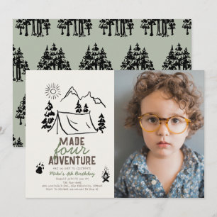 Invitation Made Four Adventure Camping Photo Boy 4e anniversa