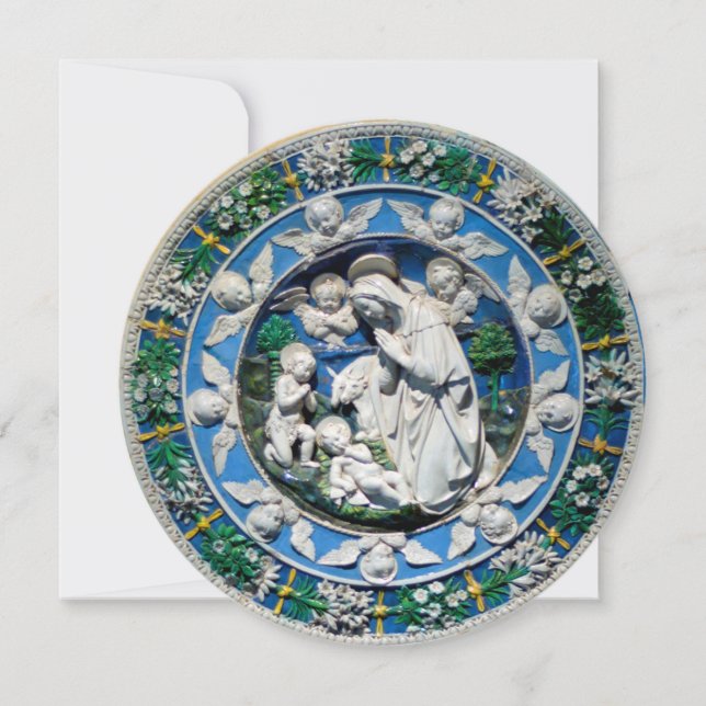 Invitation MADONNA, ENFANT ET ANGES Sapphire Bleu Noël (Devant)