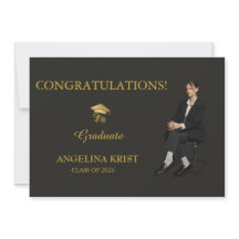 Magazine Cover Black Gold Graduation Party Invite