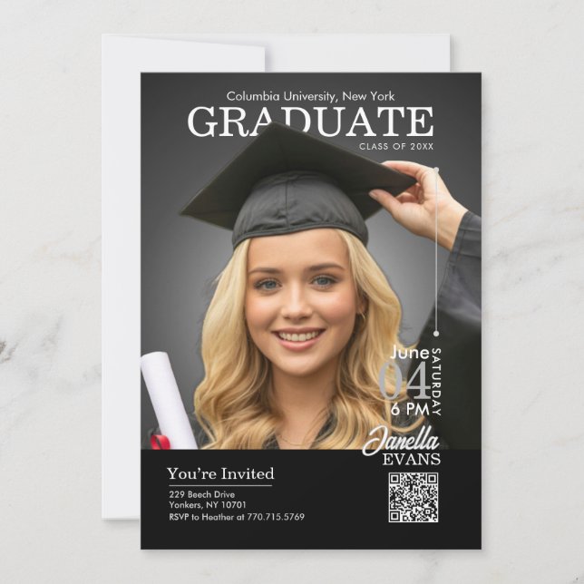 Invitation Magazine Cover Graduation Black (Devant)