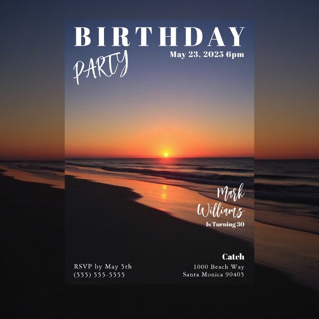 Invitation Magazine Cover Sunset Beach Birthday (Magazine Cover Sunset Beach Birthday Invitation
)