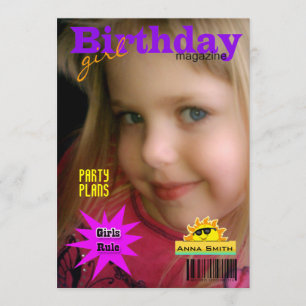 Invitation Magazine de fête d'anniversaire pour filles