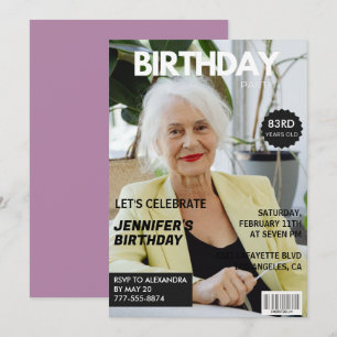 Invitation Magazine de photos stylé et drôle pour 83e anniver