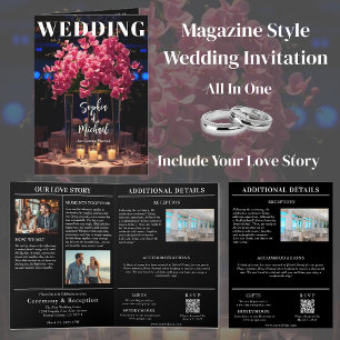 Invitation Magazine mariage Tout en une Fleurs