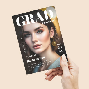 Invitation Magazine Moderne Grad Party Photo Graduation