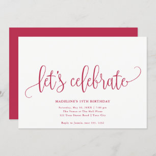 Invitation Magenta minimaliste "Célébrons"