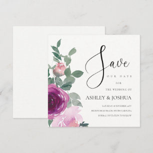 Invitation Magenta Rose Floral Sur Fond Ivoire Save The Date