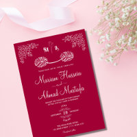 Magenta Rouge Floral musulman musulman Nikah Maria