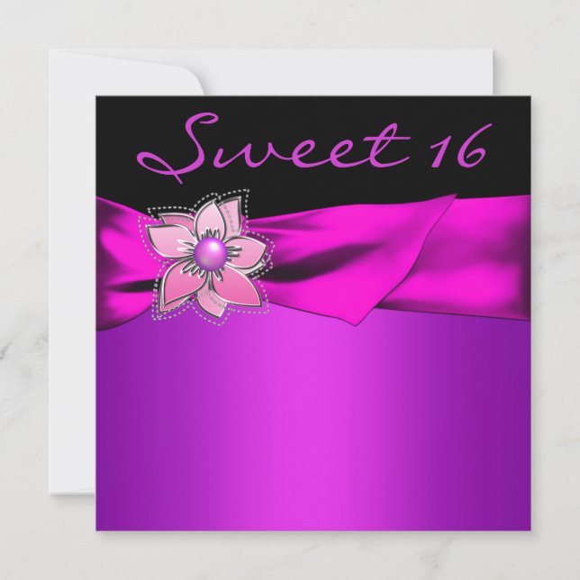 Invitation Magenta Sweet 16 Party (Devant)