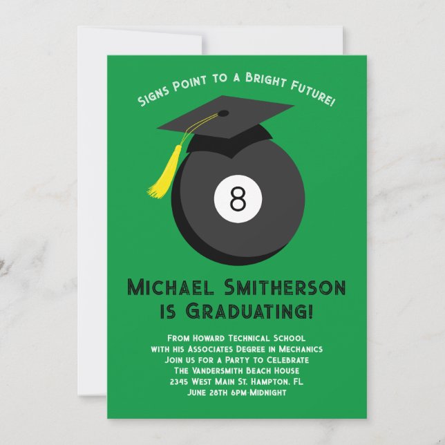 Invitation Magic 8 Ball Pool Graduation Party (Devant)