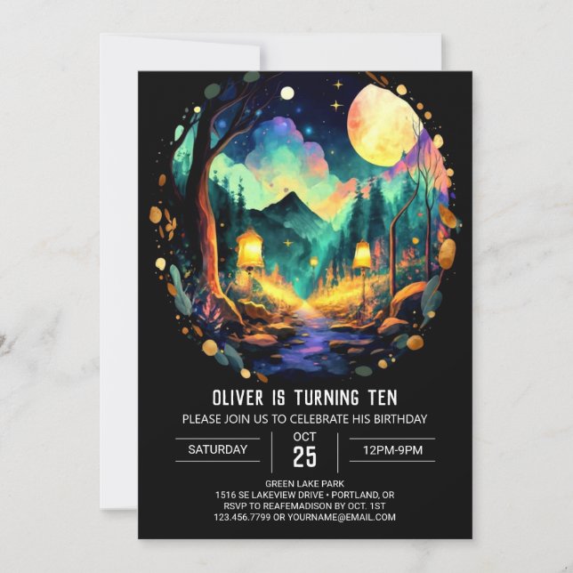 Invitation Magic Adventure Await Woods Anniversaire (Devant)
