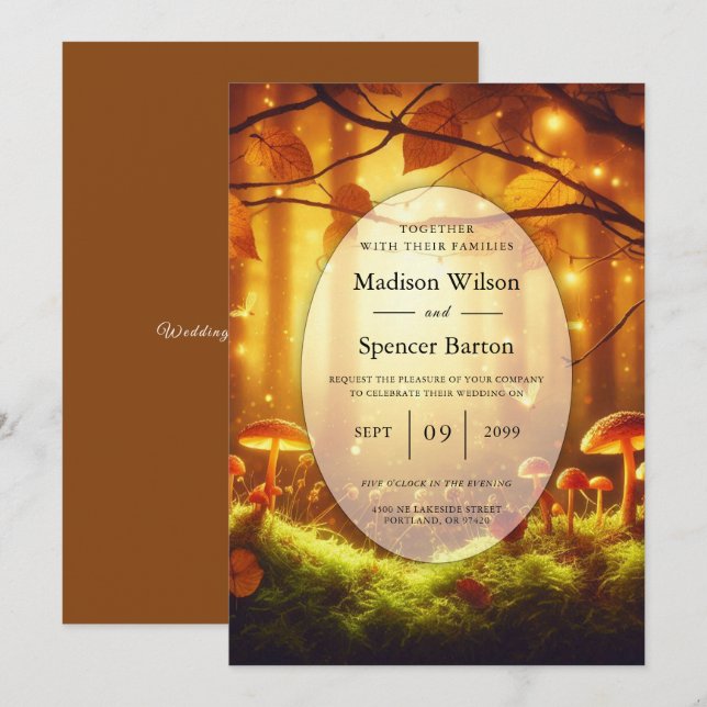 Invitation Magic Amber Forest Fairytale Mariage (Devant / Derrière)