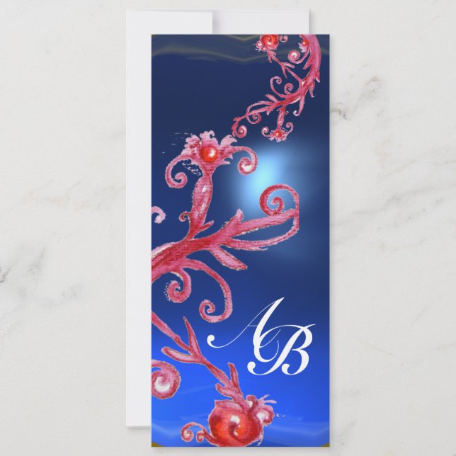 Invitation MAGIC BERRIES 4, champagne saphir rouge MONOGRAMME (Devant)
