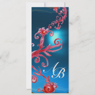 Invitation MAGIC BERRIES 4, champagne saphir rouge MONOGRAMME