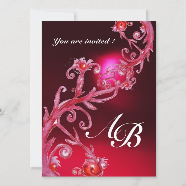 Invitation MAGIC BERRIES 4,MONOGRAM bordeaux rouge (Devant)