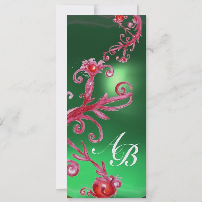 Invitation MAGIC BERRIES 4, MONOGRAM glace de jade rouge (Devant)