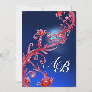 Invitation MAGIC BERRIES 4, MONOGRAM glace de saphir rouge
