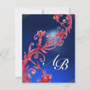 Invitation MAGIC BERRIES 4, MONOGRAM saphir rouge glace