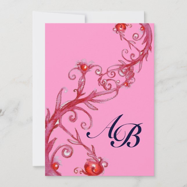 Invitation MAGIC BERRIES,MONOGRAMME rouge violet (Devant)