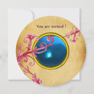 Invitation MAGIC BERRIES PARCHEMENT GEM bleu saphir