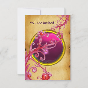 Invitation MAGIC BERRIES PARCHEMENT GEM rouge rubis