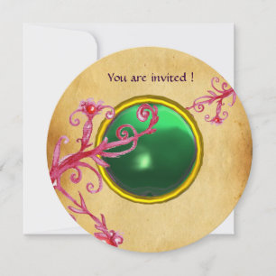 Invitation MAGIC BERRIES PARCHEMENT GEM vert émeraude