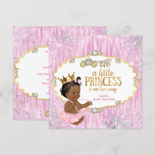 Invitation Magic Carriage Princess Baby shower rose ethnique
