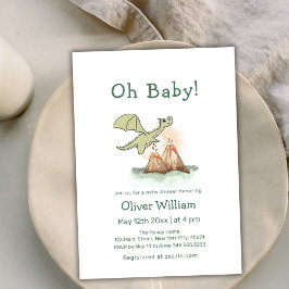 Invitation Magic Fairytale Dragon Mountain Baby shower