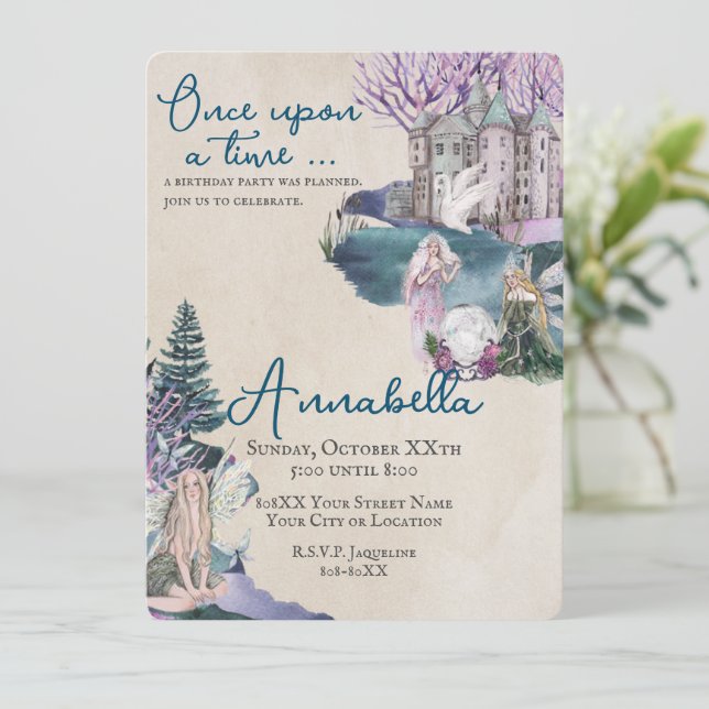 Invitation Magic Fairytale Dream Castle et Fairies (Debout devant)