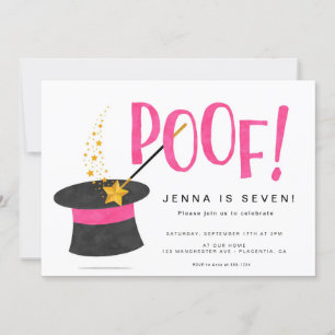 Invitation Magic fête d'anniversaire Fille Magicien