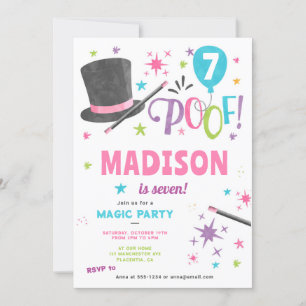 Invitation Magic fête d'anniversaire Fille Magicien