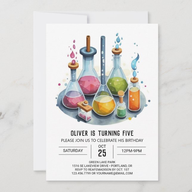Invitation Magic Lab Chimie Scientifique Anniversaire (Devant)