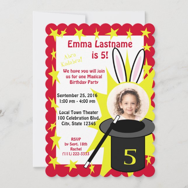 Invitation Magic Me Anniversaire Rouge (Devant)