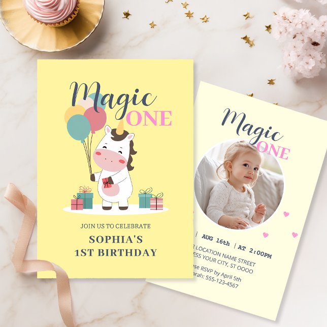 Invitation Magic One Unicorn 1er anniversaire (Créateur téléchargé)