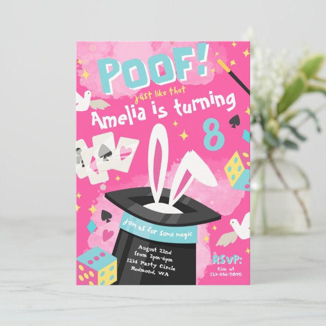 Invitation Magic Party | Invitation du magicien (Debout devant)