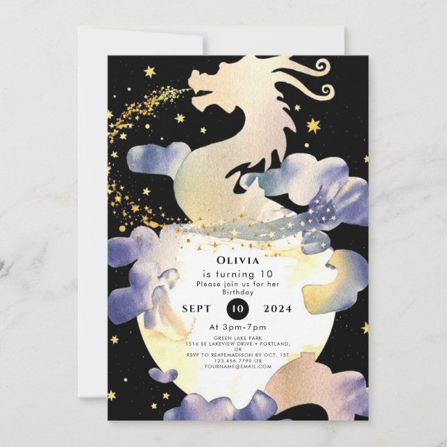 Invitation Magic Pastel Dragon Anniversaire (Devant)