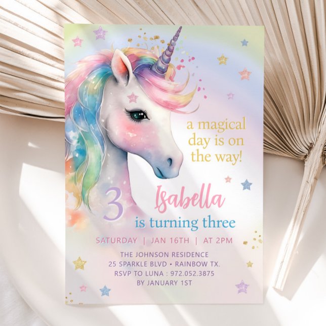 Invitation Magic Pastel Rainbow UNICORN Anniversaire (Créateur téléchargé)