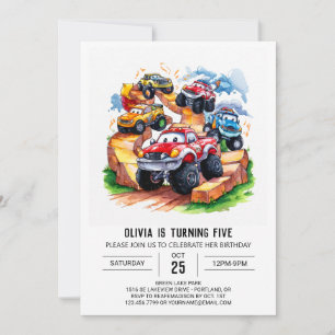 Invitation Magic Road Monster Truck Anniversaire