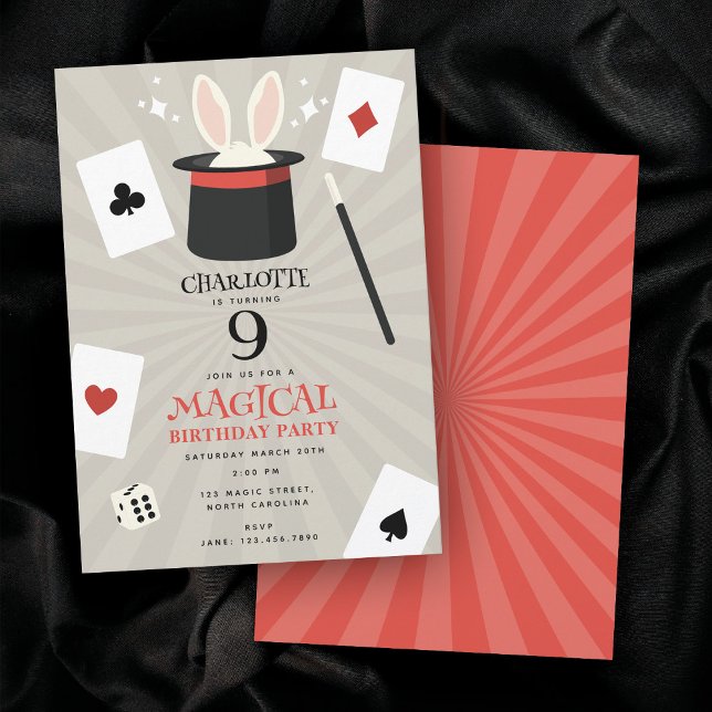 Invitation Magic Show Magicien Anniversaire de enfant Party (Magic Show Magician Kids Birthday Party Invitation)