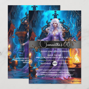 Invitation Magic sorceress Halloween sorcière fête d'annivers