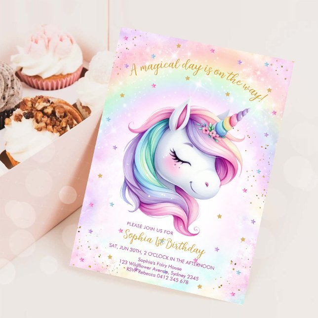 Invitation Magical Day Unicorn and Rainbows Birthday (Créateur téléchargé)