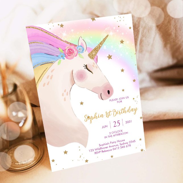 Invitation Magical Day Unicorn and Rainbows Birthday (Créateur téléchargé)