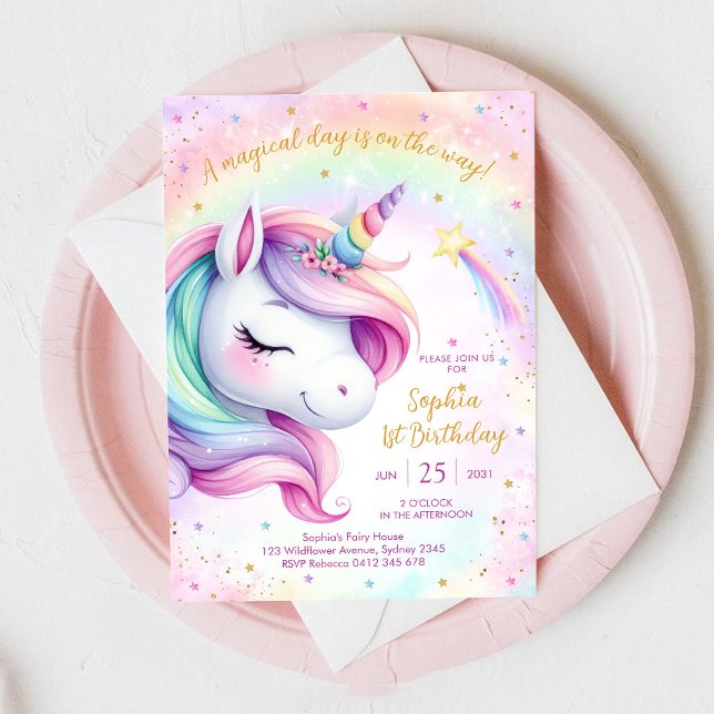 Invitation Magical Day Unicorn and Rainbows Birthday (Créateur téléchargé)